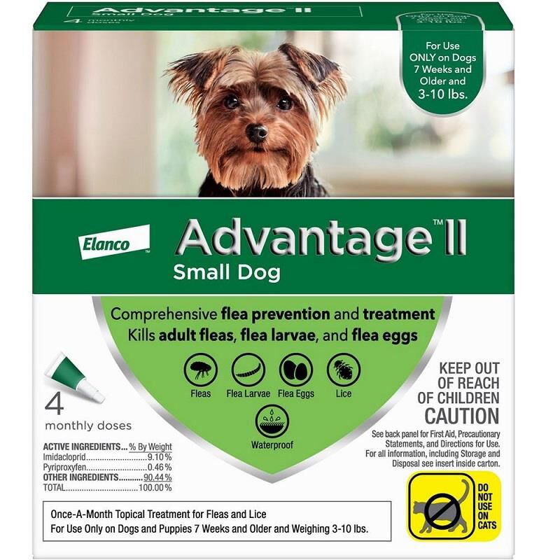 Advantage II Flea Prevention for Small Dogs, 4 monthly treatments