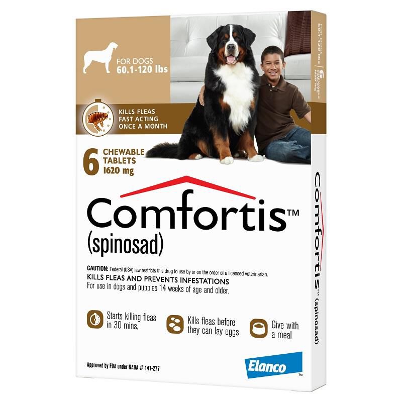Comfortis Chewable Tablets Tablets for Dogs 60.1-120 lbs Brown, 6 Month Supply