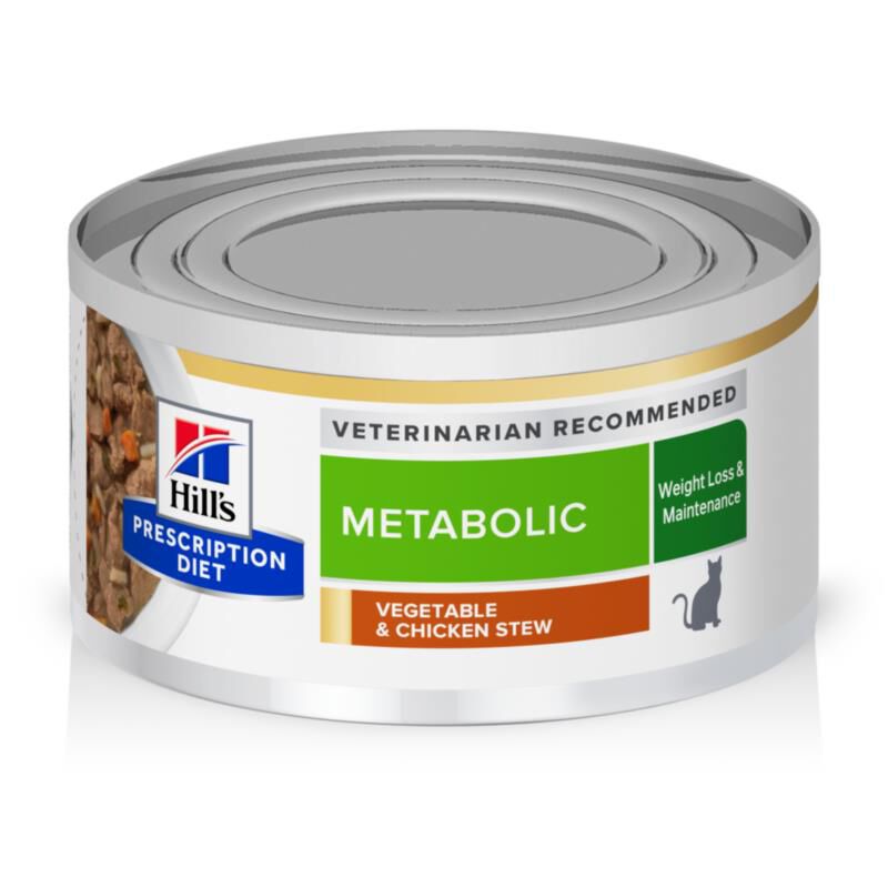 Hill's Prescription Diet Metabolic Weight Management Vegetable & Chicken Stew Wet Cat Food, 24 x 2.9 oz cans