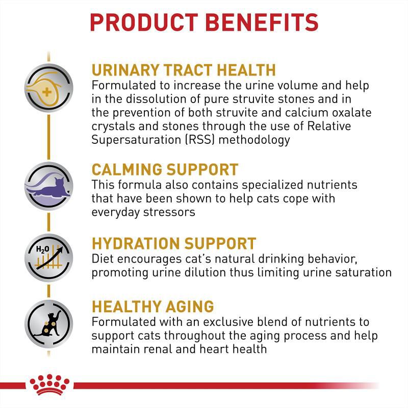 Royal Canin Veterinary Diet Adult Multifunction Urinary SO Aging 7+ and Calm Loaf in Sauce Canned Cat Food, 24 x 5.1 oz cans