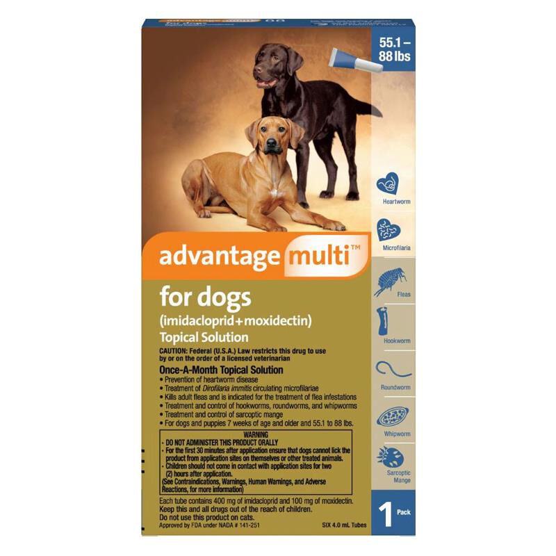 Advantage Multi for Dogs 55.1-88 lbs Blue, 1 Month Supply