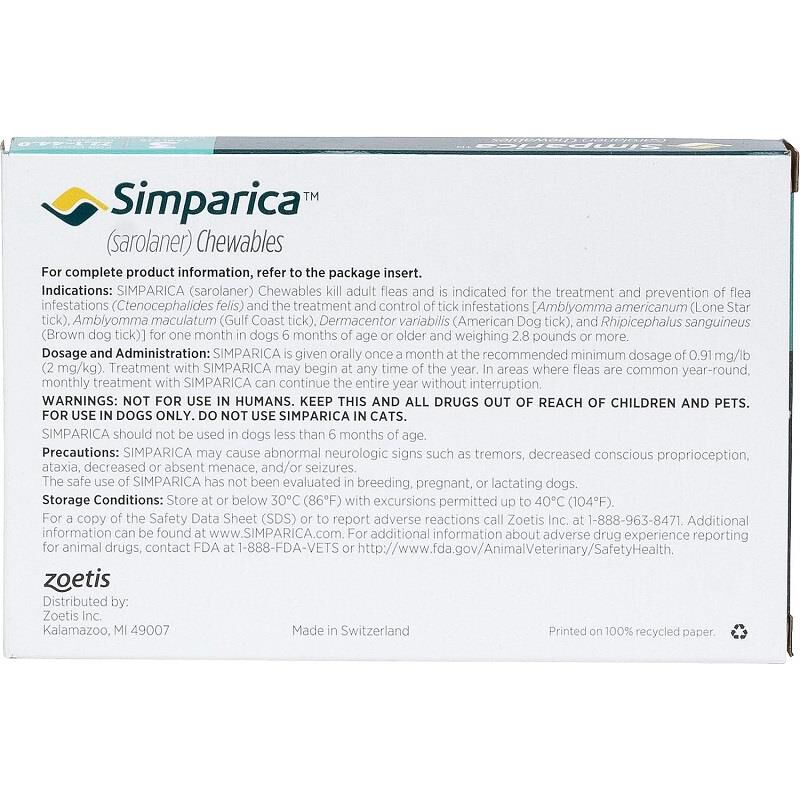 Simparica Chewable Tablets for Dogs 22-44 lbs Blue, 3 Month Supply