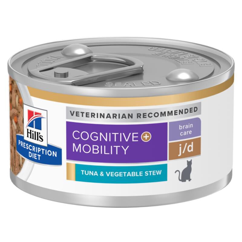 Hill&rsquo;s Prescription Diet Brain Care + j/d Joint Care Tuna & Vegetable Stew Wet Cat Food, 24 x 2.9 oz cans