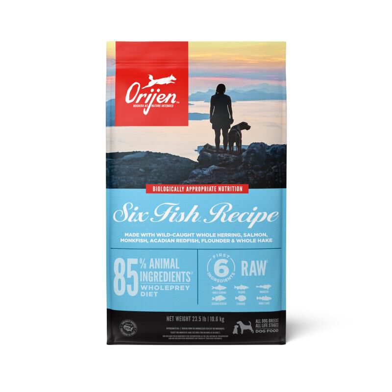 Orijen Six Fish Biologically Appropriate Fresh Fish & Sea Vegetables Dry Dog Food, 23.5 lb. Bag