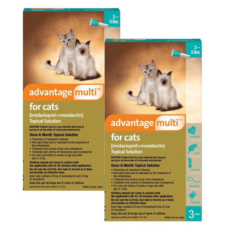 Advantage Multi for Cats 2-5 Lbs Turquoise, 6 Month Supply