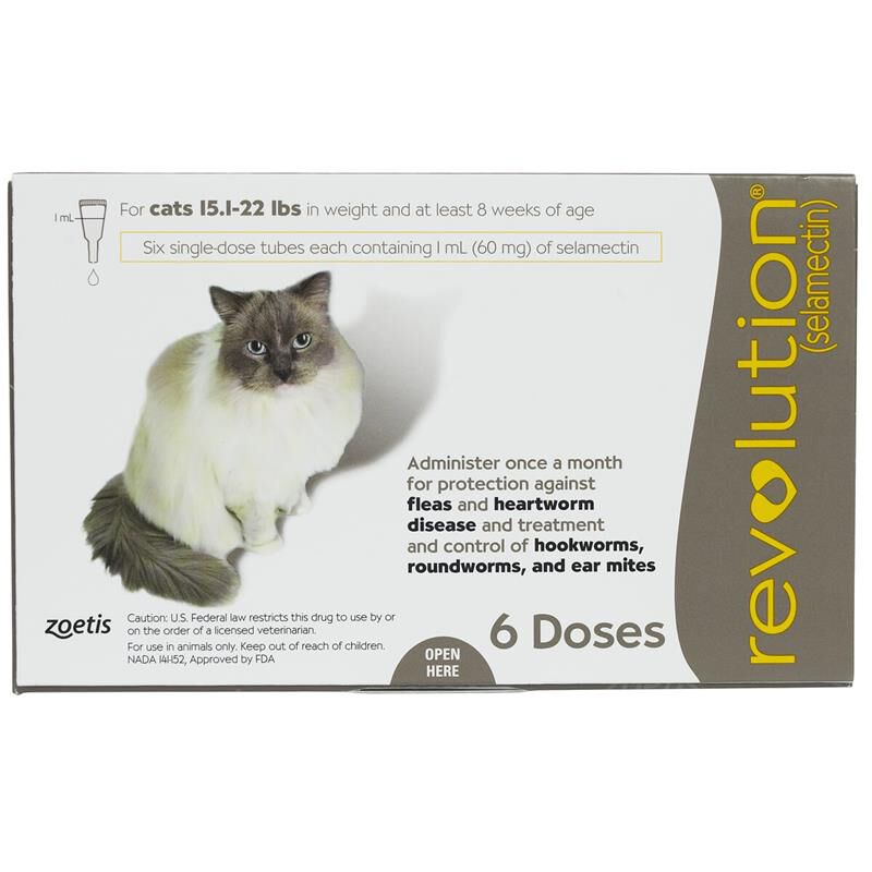 Revolution Topical for Cats 15.1-22 lbs Taupe, 6 Month Supply