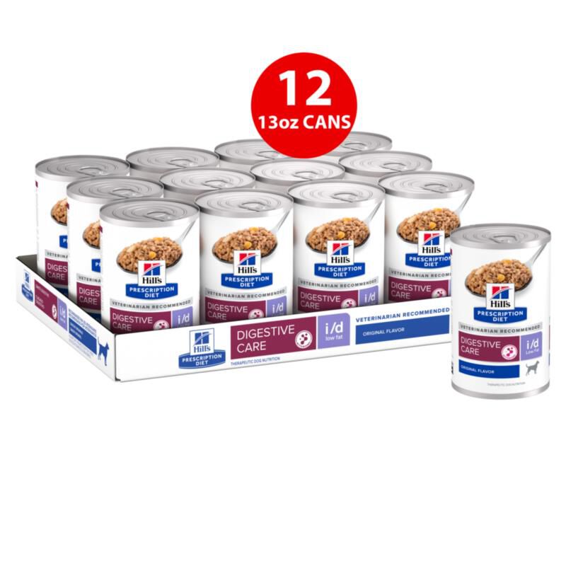 Hill's Prescription Diet i/d Low Fat Digestive Care Chicken Flavor Canned Dog Food, 12 x 13 oz cans