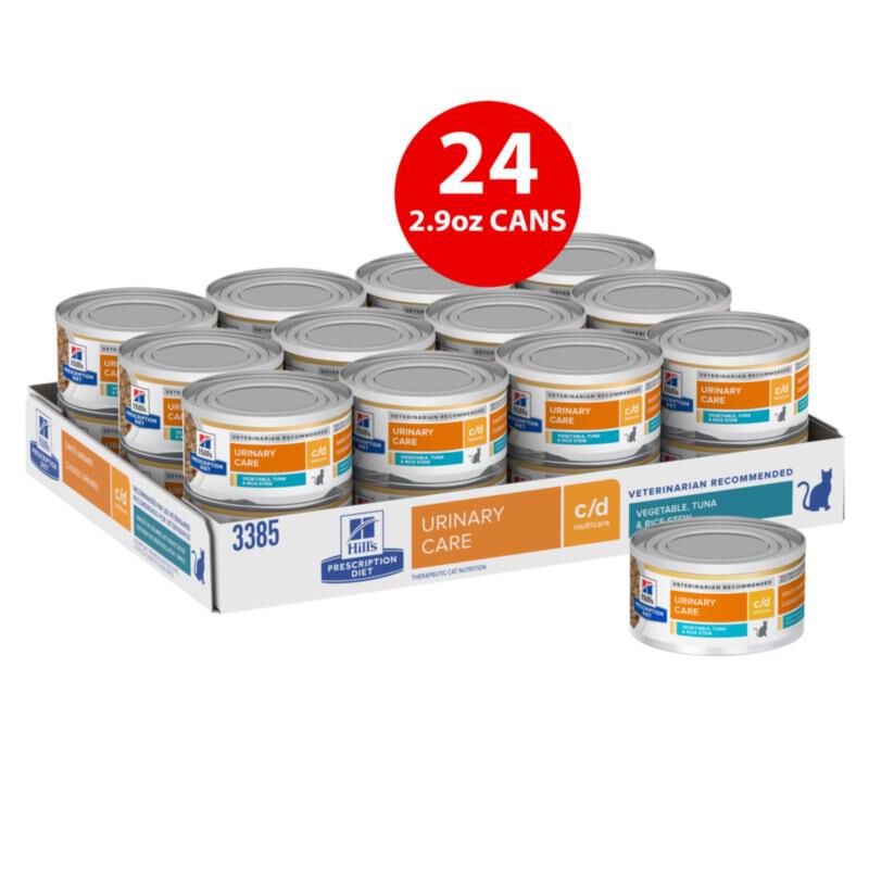 Hill's Prescription Diet c/d Multicare Urinary Care Tuna & Vegetable Stew Wet Cat Food, 24 x 2.9 oz cans