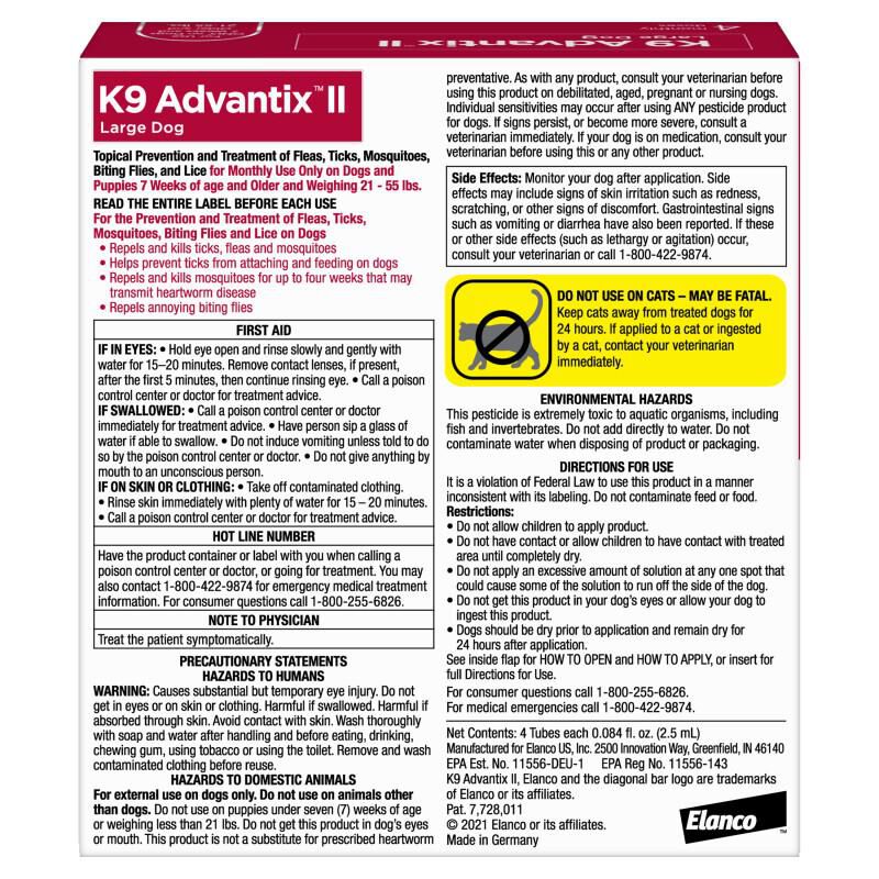 K9 Advantix II  21 - 55 lbs 4 Month Supply Red