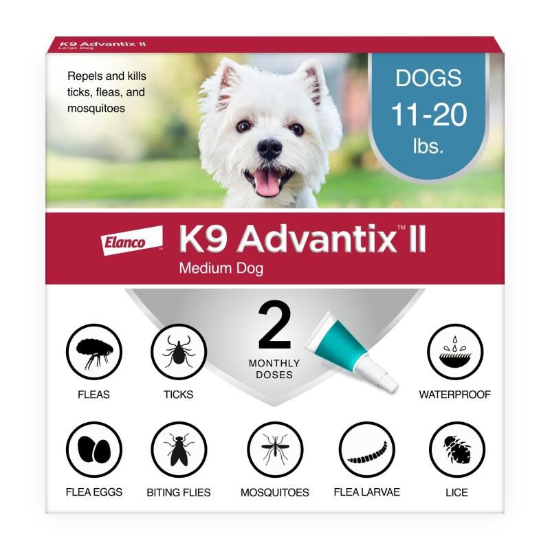 K9 Advantix II for Dogs 11 - 20 lbs Teal, 2 Month Supply