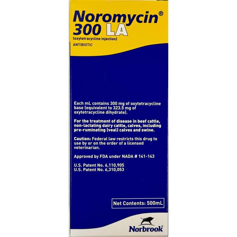 Noromycin 300 LA (Oxytetracycline) Injectable 500 ml