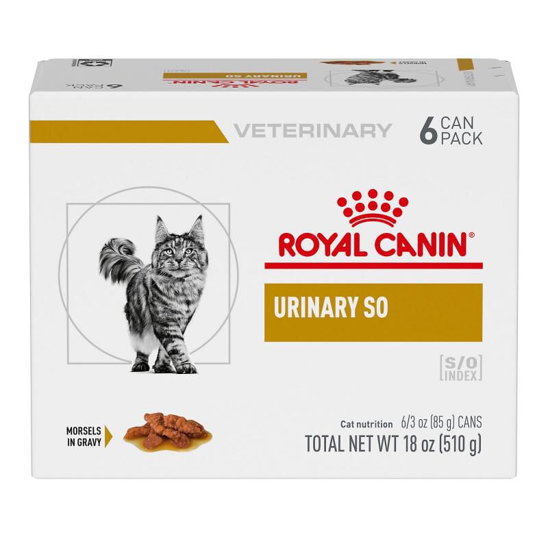 Royal Canin Veterinary Diet Adult Urinary SO Morsels in Gravy Canned Cat Food, 6 x 3 oz cans