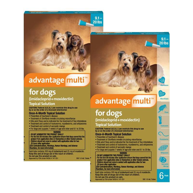 Advantage Multi Topical for Dogs 9.1-20 lbs Teal, 12 Month Supply