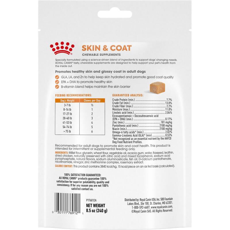 Royal Canin Adult Skin & Coat Chewable Supplements for Dogs, 60 Soft Chews
