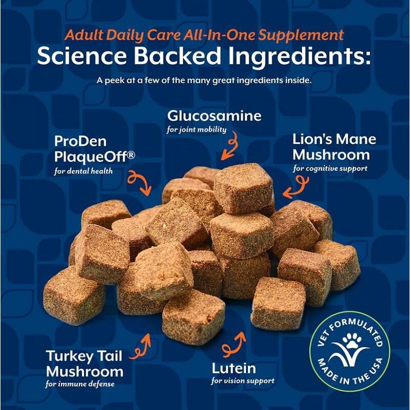 NaturVet Adult Dog Daily Care All-In-One Supplement with 10-in-1 Support, Hickory Smoked Bacon Flavor, 60 Soft Chews