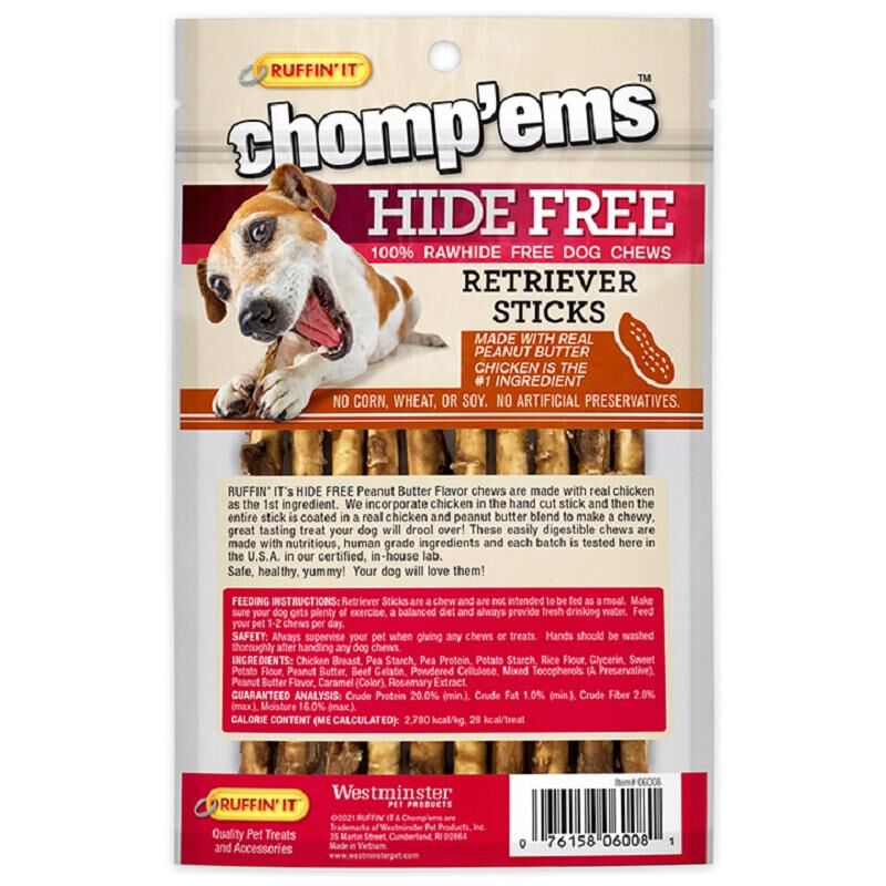 Chomp'ems Hide Free Peanut Butter Sticks, 10 count