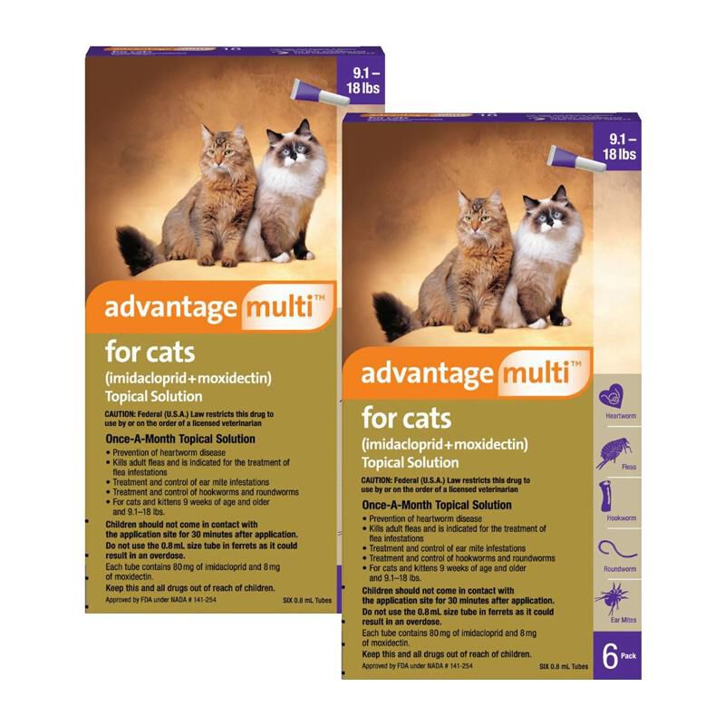 Advantage Multi for Cats 9.1-18 lbs Purple, 12 Month Supply