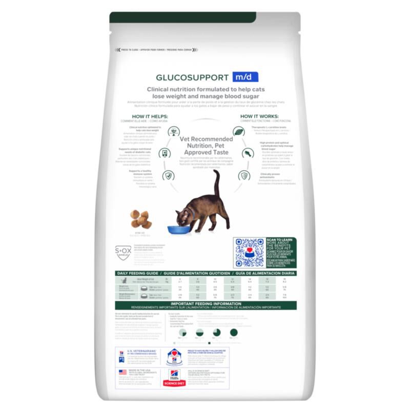 Hill's Prescription Diet m/d GlucoSupport Chicken Flavor Dry Cat Food, 8.5 lb bag