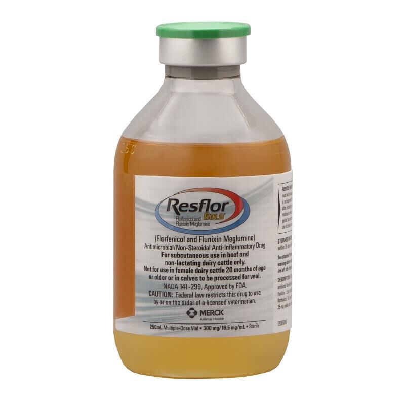 Resflor Gold (Florfenicol and Flunixin Meglumine) Injectable for Cattle, 250 ml