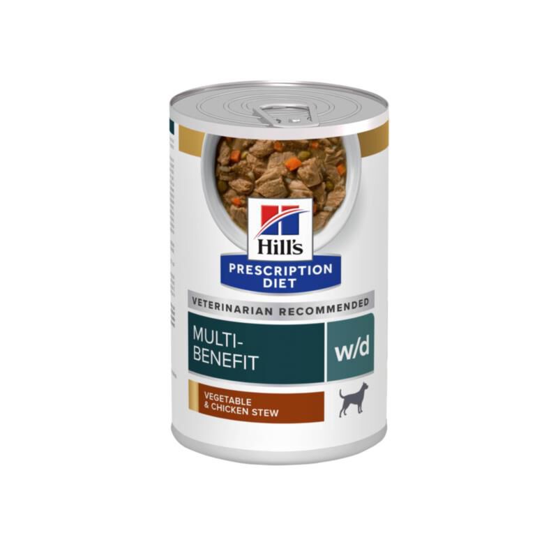 Hill's Prescription Diet w/d Multi-Benefit Digestive/Weight/Glucose/Urinary Management Vegetable & Chicken Stew Wet Dog Food, 12 x 12.5 oz cans