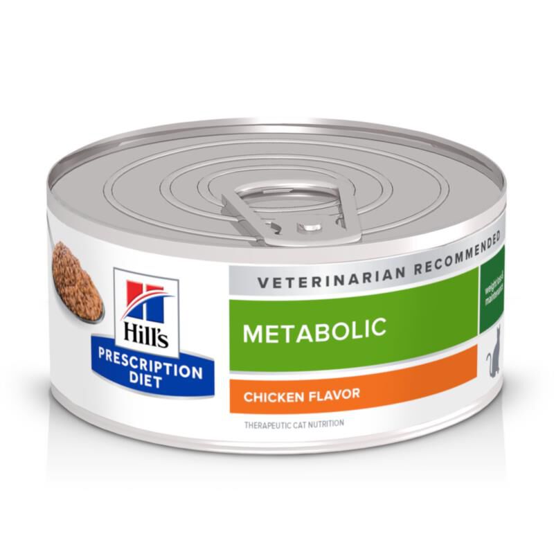 Hill's Prescription Diet Metabolic Weight Management Chicken Flavor Canned Cat Food, 24 x 5.5 oz cans