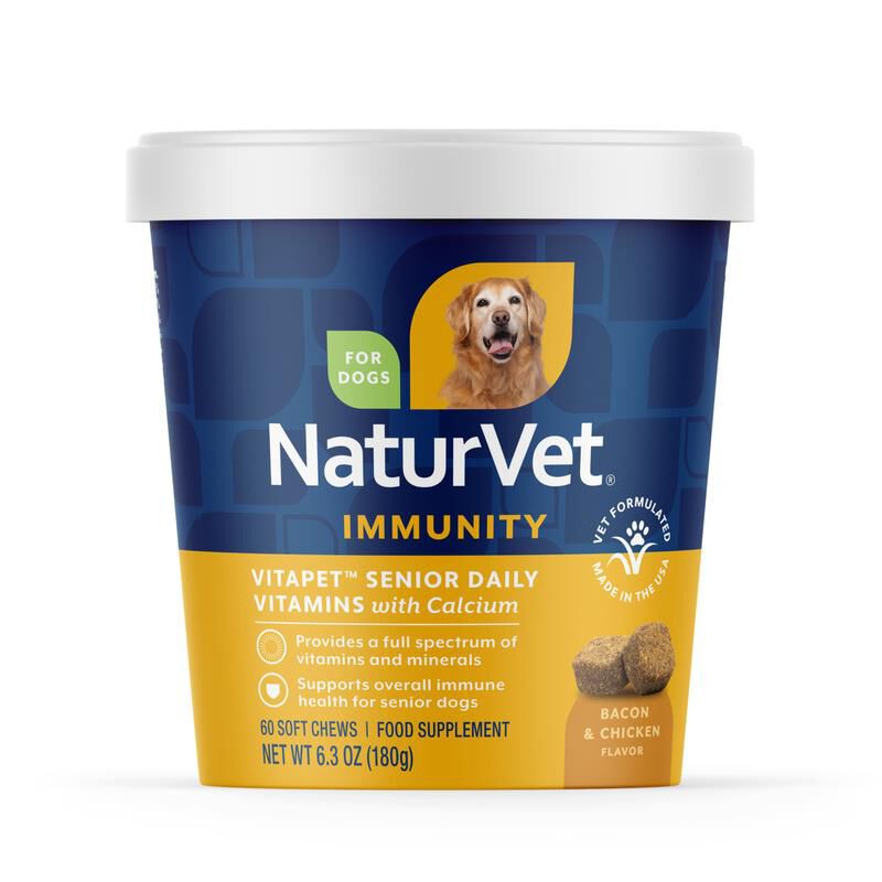 NaturVet VitaPet Senior Daily Vitamins Plus Glucosamine for Dogs, 60 Soft Chews