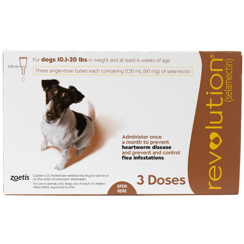 Revolution Topical for Dogs 10.1-20 Brown, 3 Month Supply
