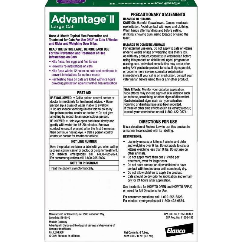 Advantage II Flea Prevention for Large Cats, 6 Monthly Treatments