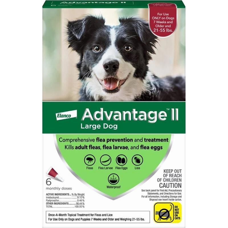 Advantage II for Dogs 21 - 55 Red 6 Month