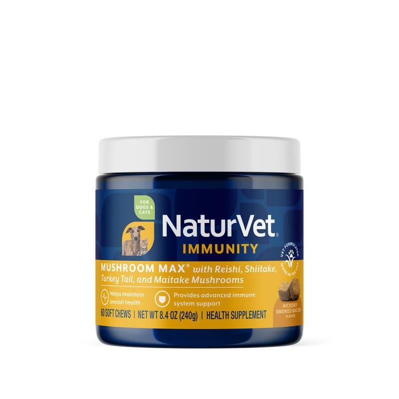 NaturVet Mushroom Max Advanced Immune Support with Turkey Tail Soft Chews for Dogs & Cats