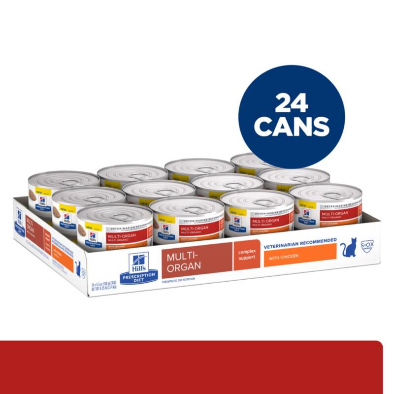 Hill's Prescription Diet Multi-Organ Chicken Wet Cat Food, 24 x 5.5 oz cans