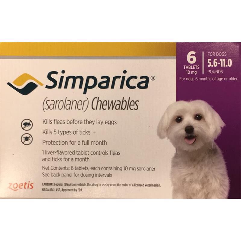 Simparica Chewable Tablets for Dogs 5.6-11 lbs Purple, 6 Month Supply