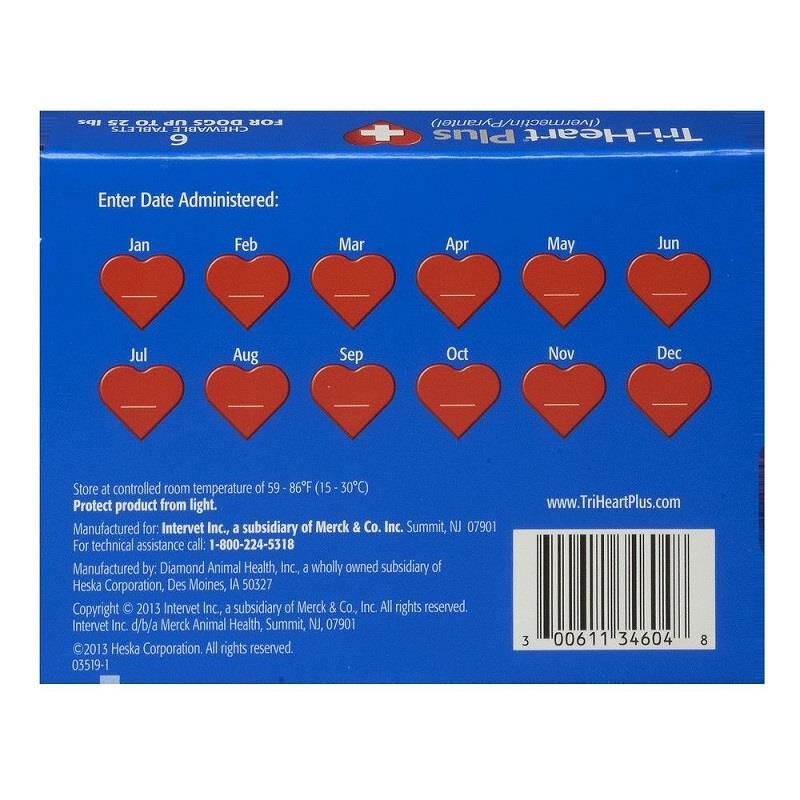 Tri-Heart Plus Chewable Tablets for Dogs 1-25 lbs Blue, 6 Month Supply