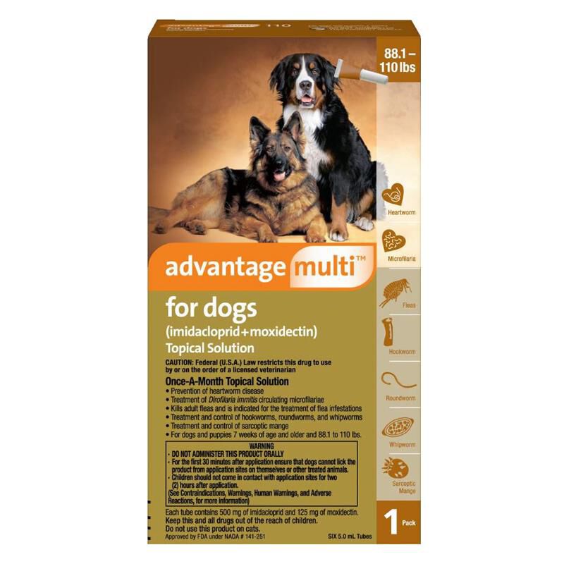 Advantage Multi for Dogs 88.1-110 lbs Brown, 1 Month Supply