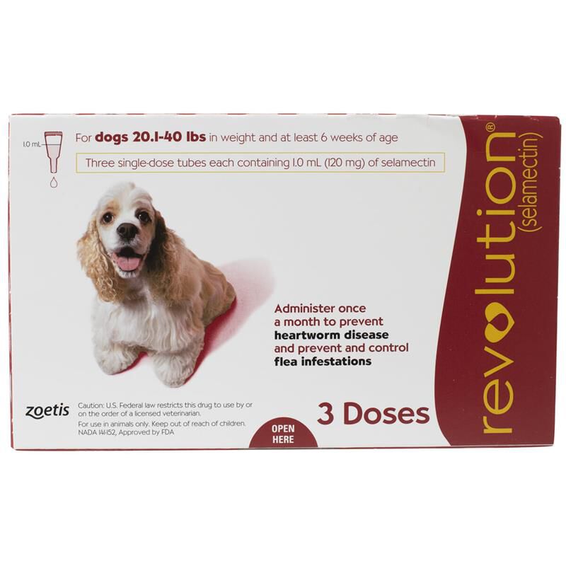 Revolution Topical for Dogs 20.1-40 Red, 3 Month Supply