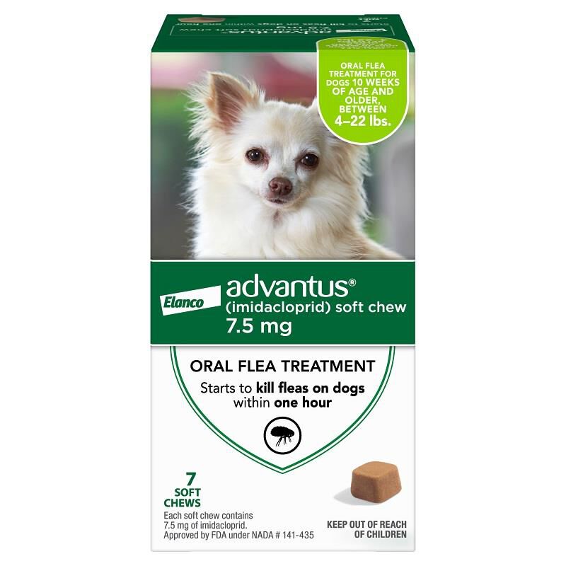 Advantus Oral Flea Treatment Soft Chews for Dogs, 7.5 mg for Small Dogs (4-22 lbs) 7 Ct.