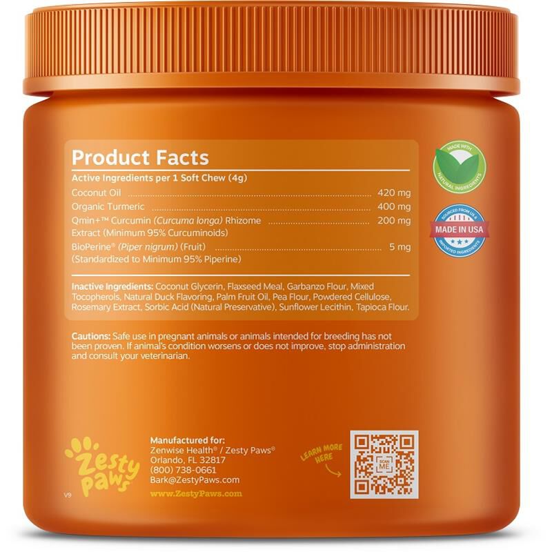 Zesty Paws Turmeric Curcumin Bites Supplement for Dogs Allivet