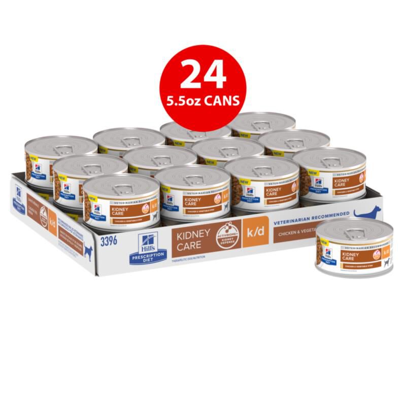 Hill's Prescription Diet k/d Kidney Care Chicken & Vegetable Stew Wet Cat Food, 24 x 2.9 oz cans