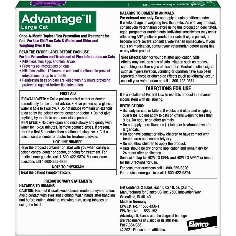 Advantage ii sales side effects cats