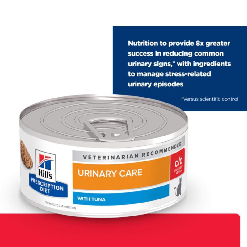 Hill's Prescription Diet c/d Multicare Stress Urinary Care with Tuna Canned Cat Food, 24 x 5.5 oz cans
