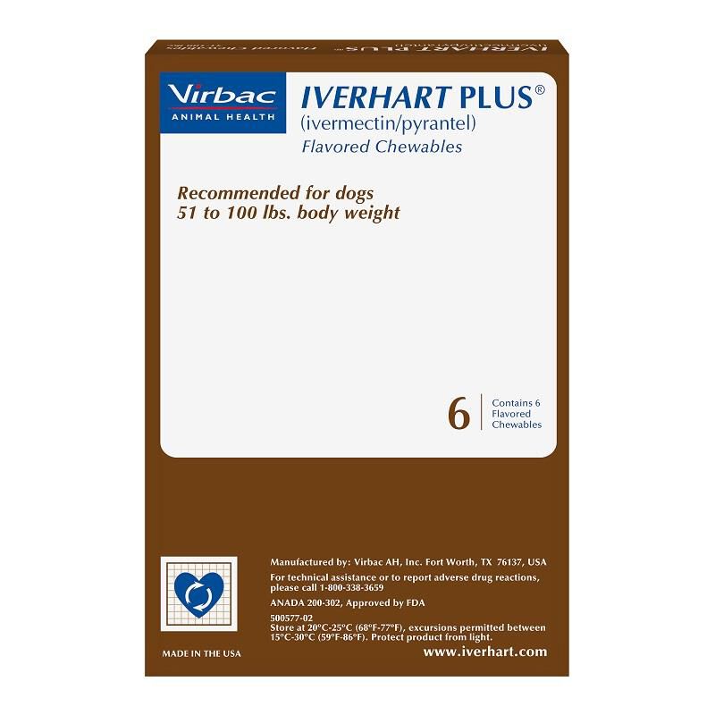 Iverhart Plus 51-100 lbs  6 Month Supply Brown