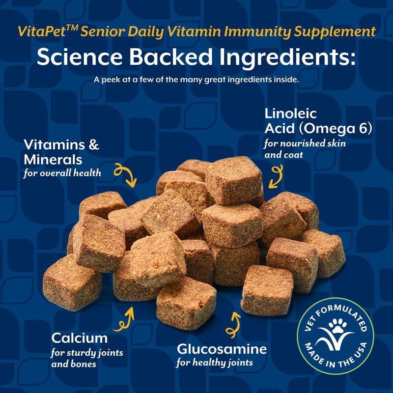 NaturVet VitaPet Senior Daily Vitamins Plus Glucosamine for Dogs, 60 Soft Chews