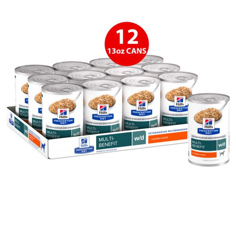 Hill's Prescription Diet w/d Multi-Benefit Digestive/Weight/Glucose/Urinary Management with Chicken Canned Dog Food, 12 x 13 oz cans