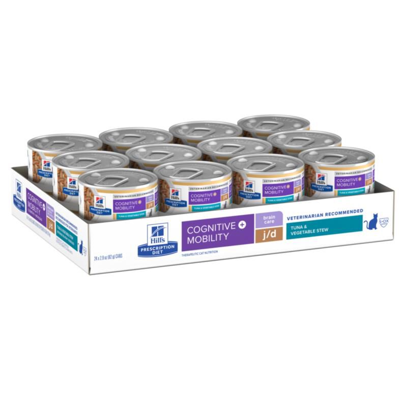 Hill&rsquo;s Prescription Diet Brain Care + j/d Joint Care Tuna & Vegetable Stew Wet Cat Food, 24 x 2.9 oz cans