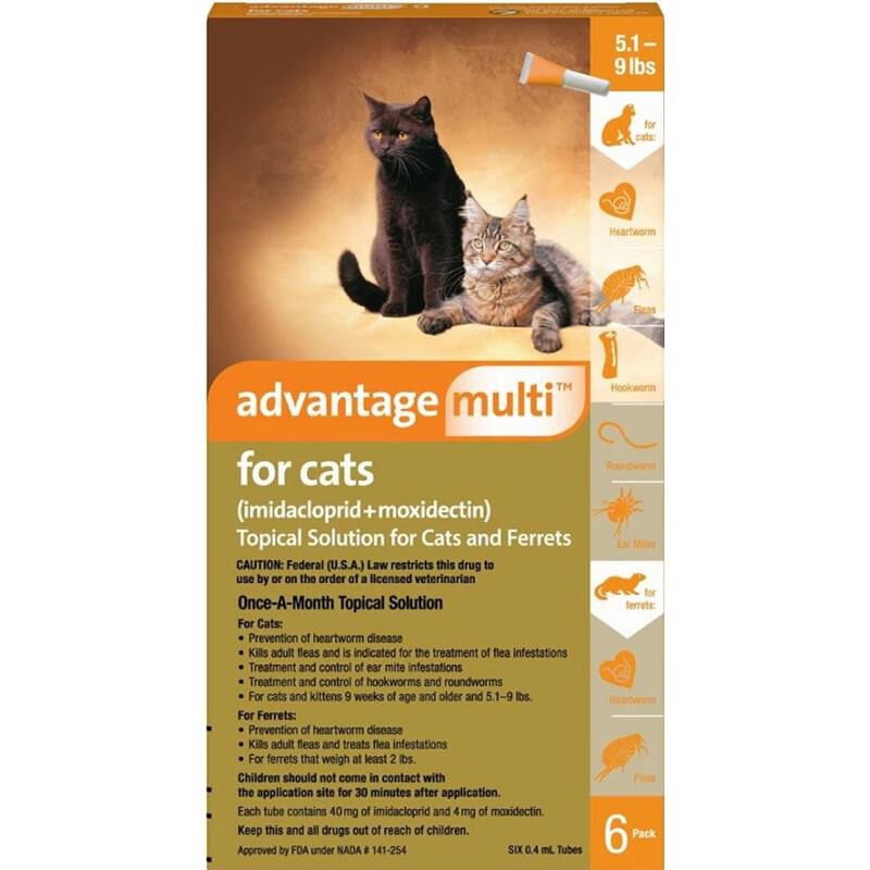 Advantage Multi for Cats 5.1-9 Lbs Orange, 6 Month Supply