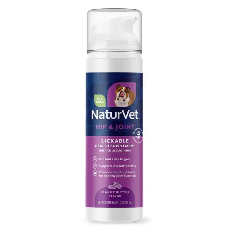 NaturVet Lickable Hip & Joint Health Supplement for Dogs, Peanut Butter Flavor, 6.4 fl oz