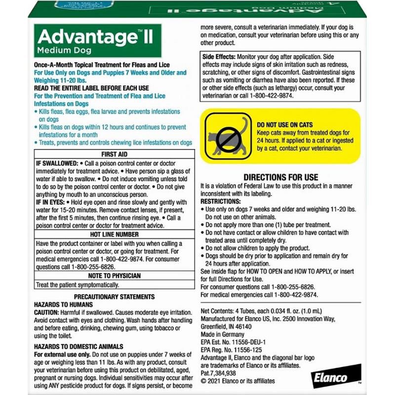 Advantage II Flea Prevention for Medium Dogs, 4 monthly treatments