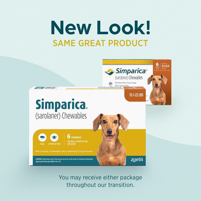 Simparica Chewable Tablets for Dogs 11-22 lbs Orange, 6 Month Supply