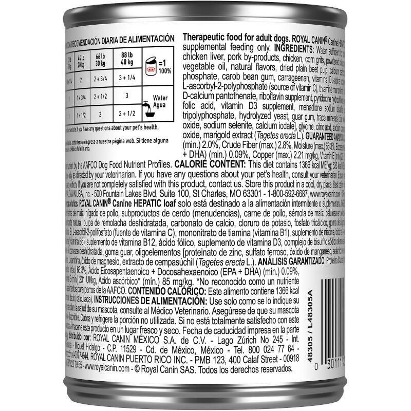 Royal Canin Veterinary Diet Adult Hepatic Loaf Canned Dog Food, 24 x 13.7 oz cans