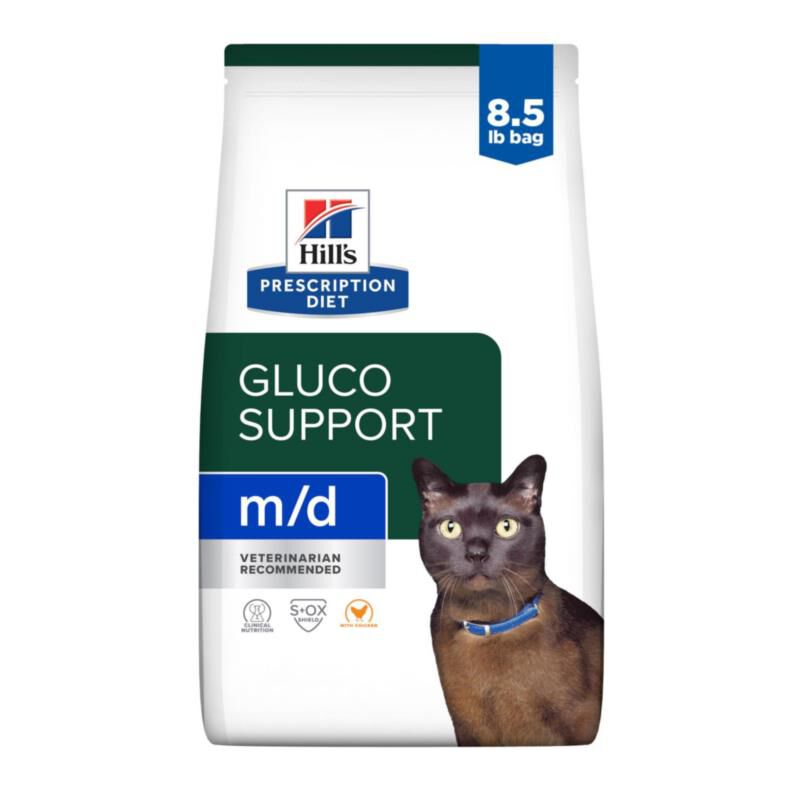 Hill's Prescription Diet m/d GlucoSupport Chicken Flavor Dry Cat Food, 8.5 lb bag
